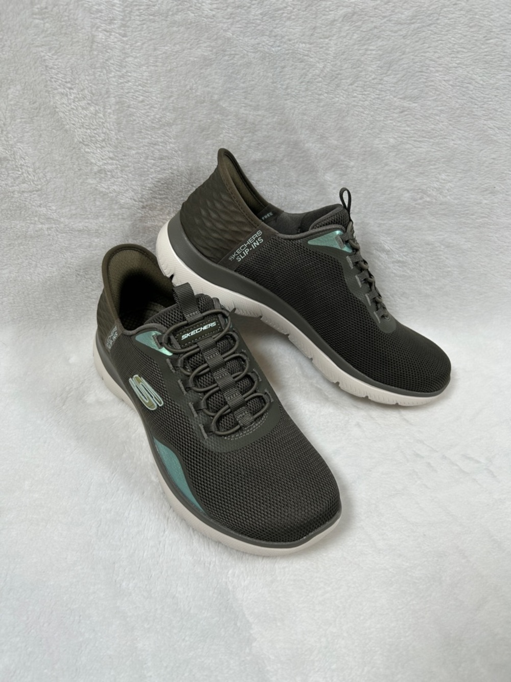 Skechers Slip-ins Sneakers 7.5 Olive Green Hands Free Comfort Walking Shoes
